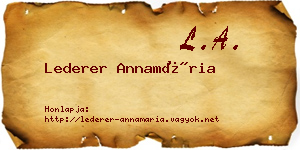 Lederer Annamária névjegykártya