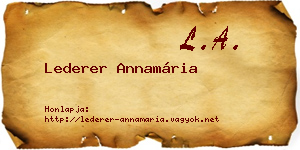 Lederer Annamária névjegykártya